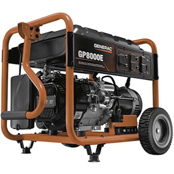 Generac Gp8000e 8,000 Watt 420cc Electric Start Gas Powered Portable Generator