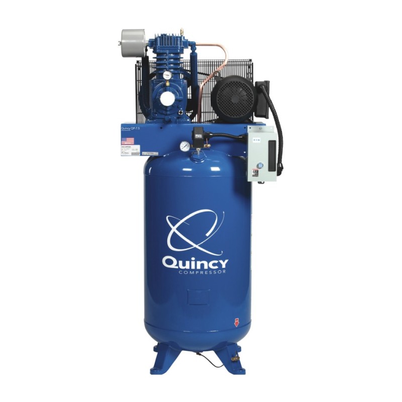Quincy QT-7.5 Splash Lubricated Reciprocating Air Compressor - 7.5 HP, 230 Volt, 1 Phase, 80-Gallon Vertical